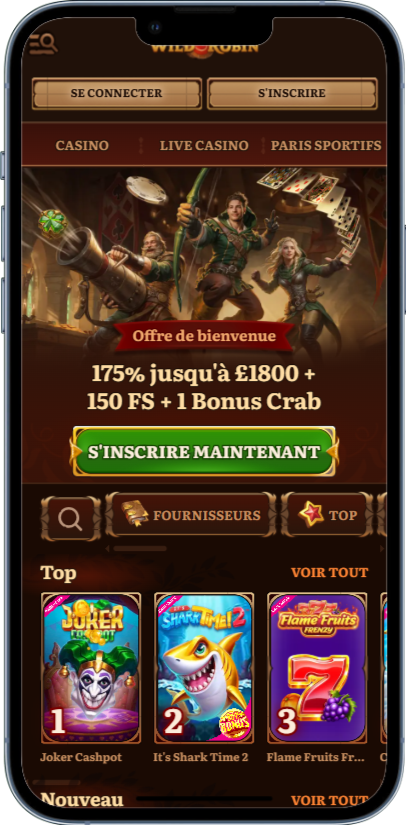Interface de l'application mobile Wild Robin